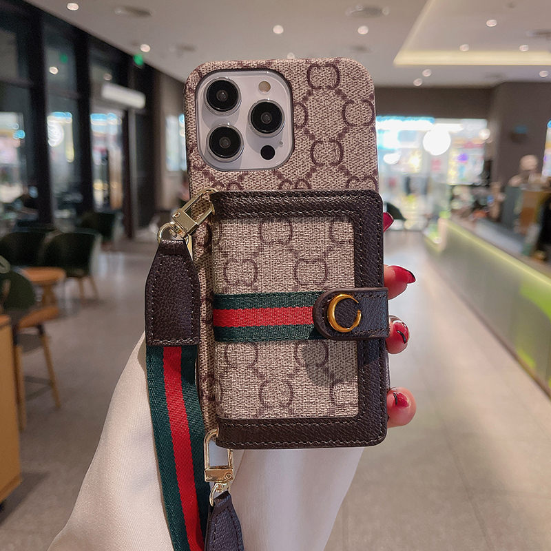 Wallet Phone Case Designer iPhone Case for iPhone 16 Pro Max 15 Pro 14 13 12 11 XS Max XR 8P 14 Plus 15 Plus Case Card Holder Slot Luxury Crossbody Straps Handbag Phonecase