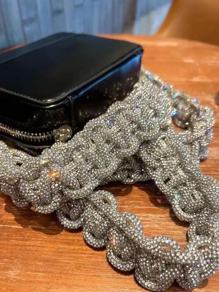 Crystal Rhies Dia Woven Handmade For Handbag Purse Crossbody Shoulder Strap Glitter Belt Bag Accessories