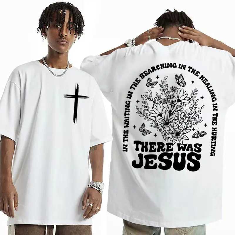 There Was Jesus Tee Shirt Floral Christian Aesthetic Clothing T Shirt Men Womens Fashion Trend High Quality T-shirt Streetwear X250113