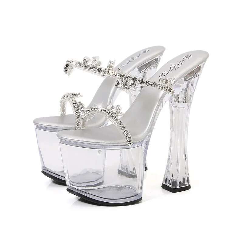 Women's Led Illuminated Sandals Clear Heel Luminous Dia Nightclub Thick Walk Steel Pipe Lfd-1097-45A
