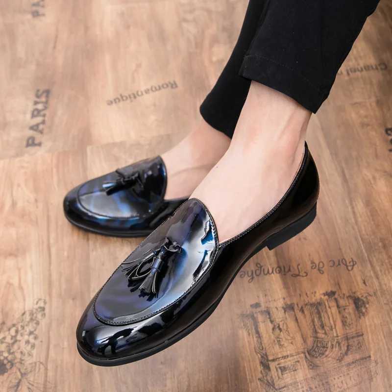 Handmade Fi Tassel Loafers Black Bottom Leather Gentleman Fi Stress Shoes Men Business Driving ShoesXJ250113