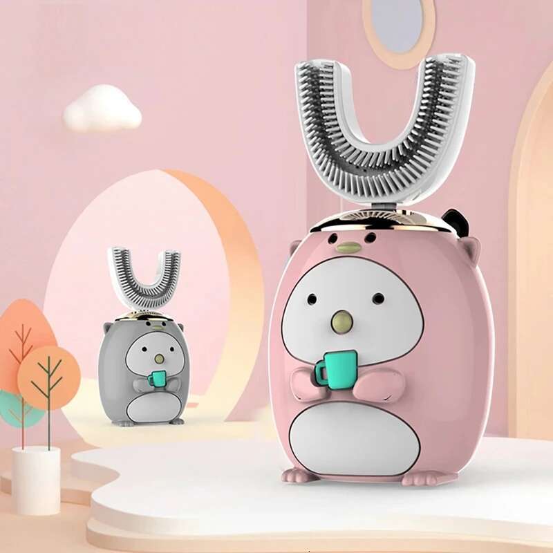 1Pcs Children's Smart Ultrasonic Electric Silicone U Shaped Kids USB Rechargeable Cordless Toothbrush