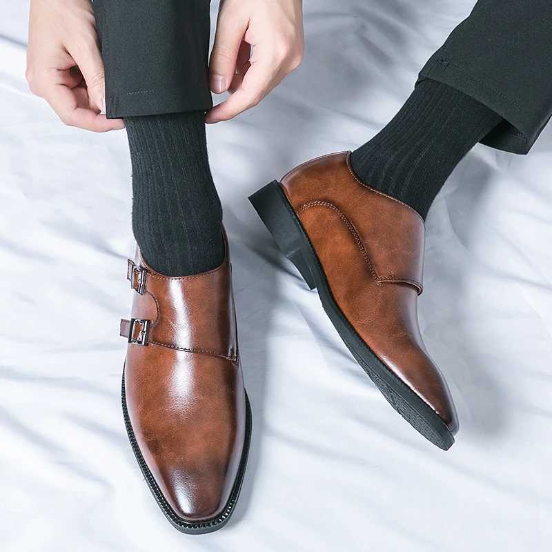 Sharp Pointed Leather Shoes for Men Korean Versi Trendy British Style e Foot Business Casual Formal Mens ShoesXJ250113