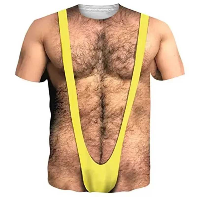 Funny Hairy Chest Graphic T Shirt Men 3d Printed Muscle Fake Abs Short Sleeve T-shirt Summer Spring Cosplay Costume Tee Shirts X2501131