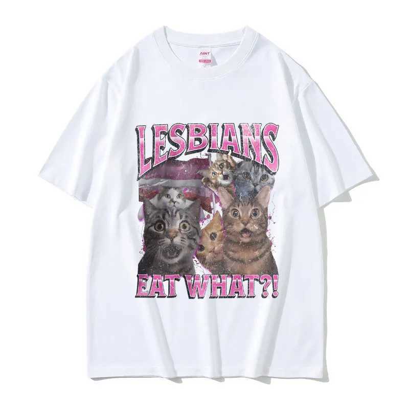 Lesbians Eat What Graphic T-shirt Men Women Fashion Oversized Streetwear Unisex Casual Soft Cotton Short Sleeve Male Loose Tees X250113
