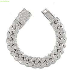 AAA GEMS 12MM Moissanite Gold Over Sier Iced Out Chain 3 Rows Men Hip Hop Cuban k Necklace