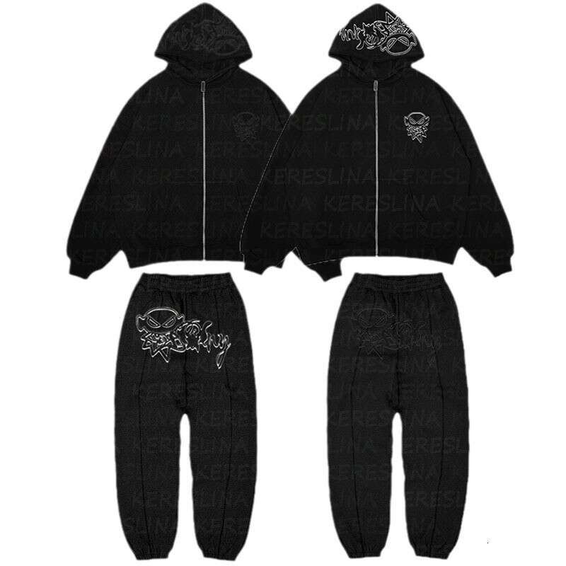 trendy printed suit loose hoodie y2k hiphop top hooded sweatshirt street autumn winter