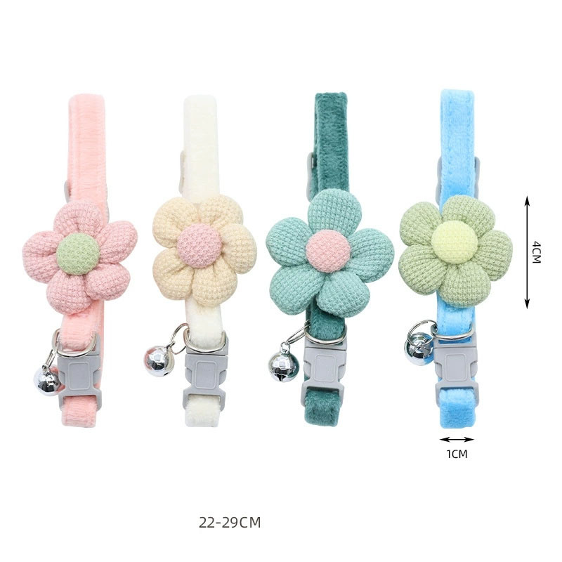 Cat Collar with Cute Flower Adjustable Buckle Cat Collar Bell Collar Cat Small Pet Supplies Kitten Collar Small Dog Acce