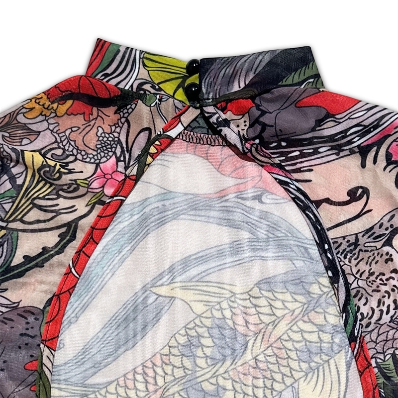 Womens Sexy Jumpsuit Backless Fashion Bodysuit Backless Pattern Printed Transparent Mesh Clubwear Bodycon Jumpsuits for Women Amp Rompers