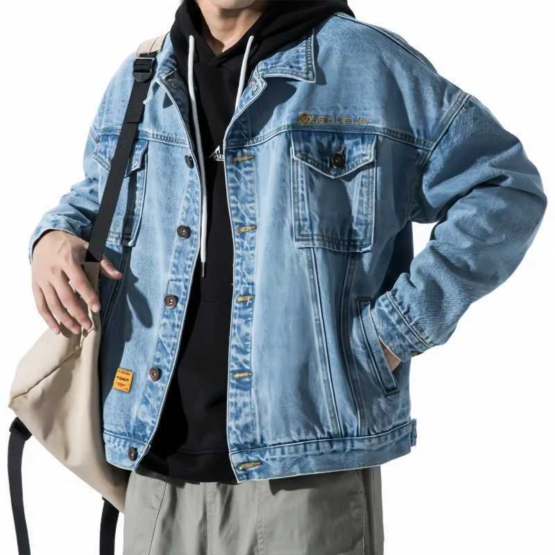 Spring Autumn Mens Denim Jacket High Street Fashion Lapel Multi-pocket Casual Coat Loose Handsome Versatile Cargo Jacket X250113