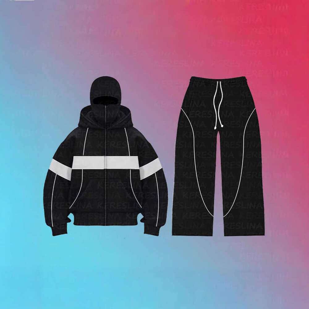 Personalized double hat design solid color hooded cardigan autumn winter with fleece men's and women's loose Y2K hoodie