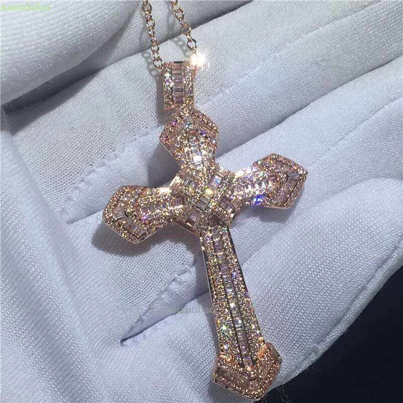 Jewelry Christianity Cross Pendants sona dia painting full Real sier & 14K gold Hip hop Necklace For women men