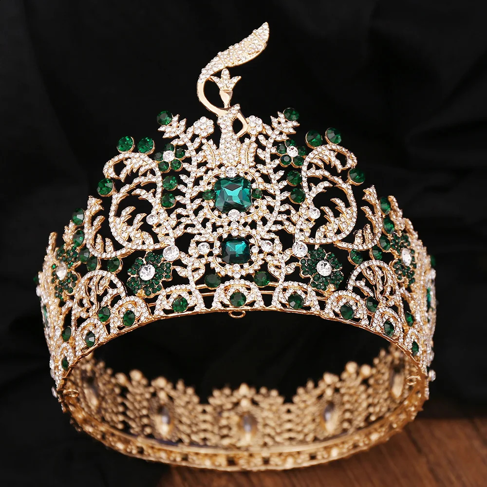 Baroque Miss Grand International Big Crown Round Wedding Pageant Rhinestone Crystal Tiaras Crown for Pageant Fans Hair Accessory250108