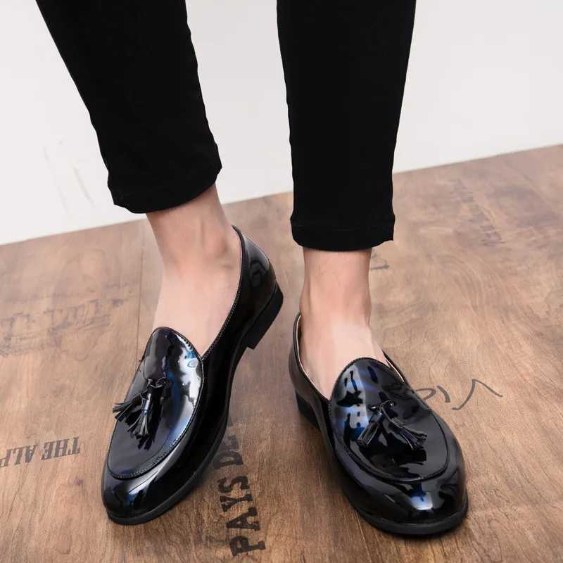 Handmade Fi Tassel Loafers Black Bottom Leather Gentleman Fi Stress Shoes Men Business Driving ShoesXJ250113