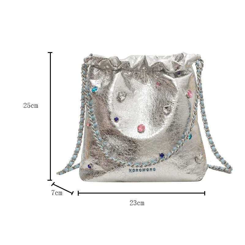 Dias Design Sier Leather Crossbody Bags For Women 2024 Designer Korean Fashion Chain Shoulder Bag Handbags