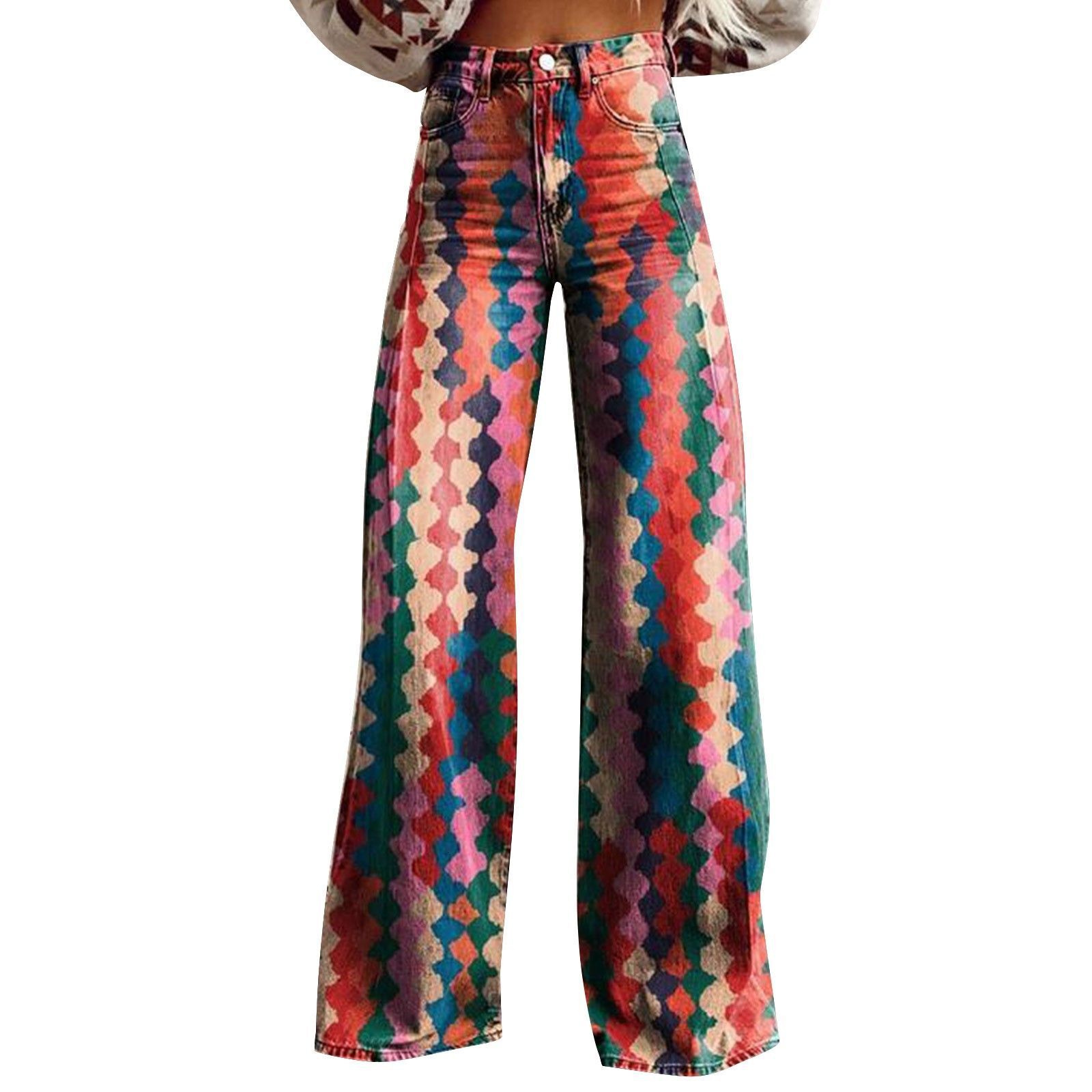 designer jeans baggy jeans womens designer hot selling foreign trade european and american foreign trade abstract printing plus size wom c56