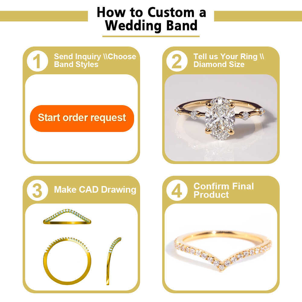Custom Vvs Lab Grown Created Diamond Wedding Ring Band Women Set 10K 14K 18K Solid Gold Cured Eternity Wedding Ring Fine Jewelry