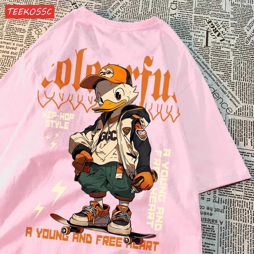 Handsome And Cool Duck Pattern Printing T-Shirt Cotton Fashion T-Shirt WomenS Trendy Cool Clothes Breathable Cartoon Tees X250113