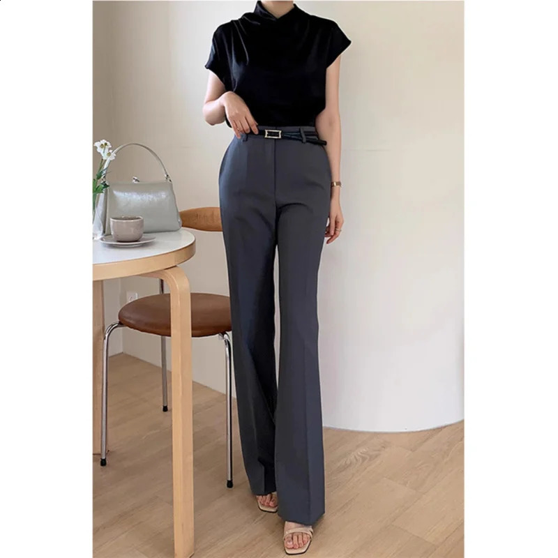 High Waist WideLeg Suit Pants Spring and Autumn Professional Zipper StraightLeg Small Loose Slimmin 250102