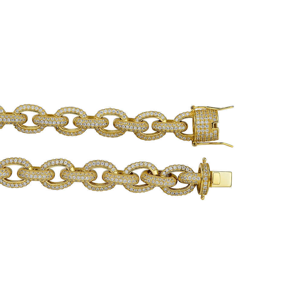 Fashion Hip Hop Iced Out Moissanite pendant necklace VVS Diamond 14k Gold Plated Moissanite Rolo Chain Necklace