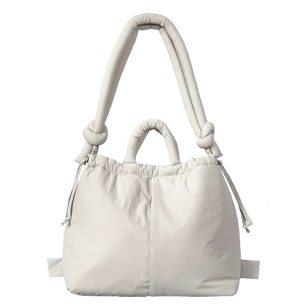 Stuffing Lightweight Stylish Backpack Large Capacity Women Puffy Drawstring Bucket Puffer Padded Shoulder Solid Tote Bag
