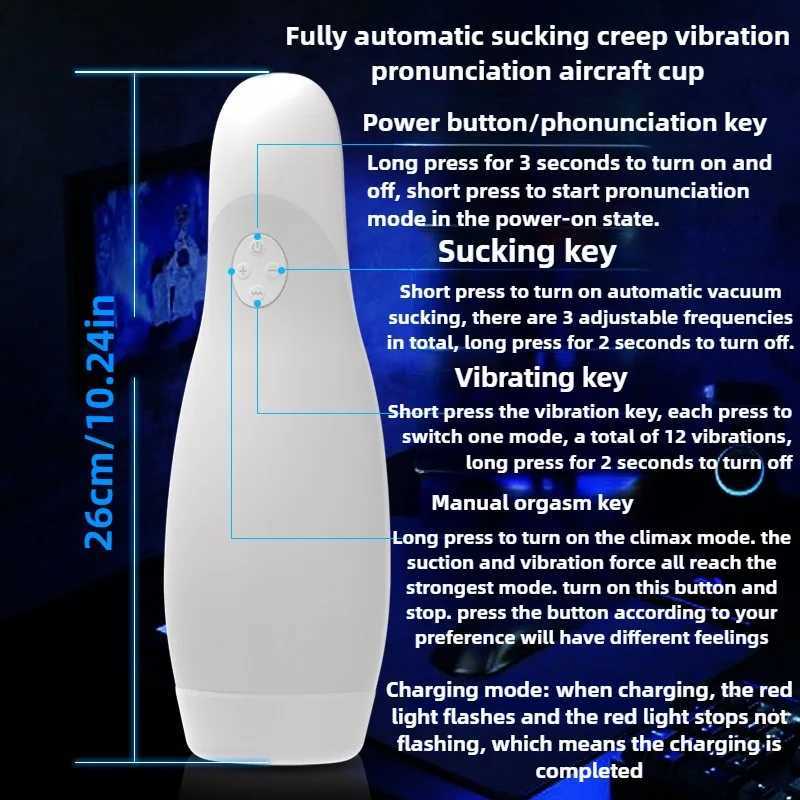 Powerful Automatic Male Masturbator Cup Vibration Blowjob Sucking Sex Toys Realistic Vaginal Adult Goods Masturbation for MenXJ250113