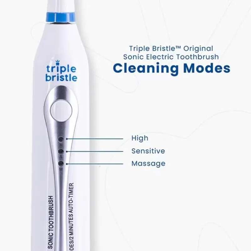 Triple Bristle 2 Electric Toothbrushes with Dual Charging Station, 3-Sided Sonic Brush, 31,000 VPM, Rechargeable Toothbrush Set