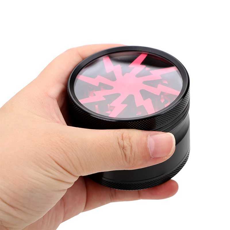 63MM Four layer Grinding Machine Herbal Cutting Machine Zinc Alloy Spice Cutting Machine Latest Lightning Shape Transparent W250113