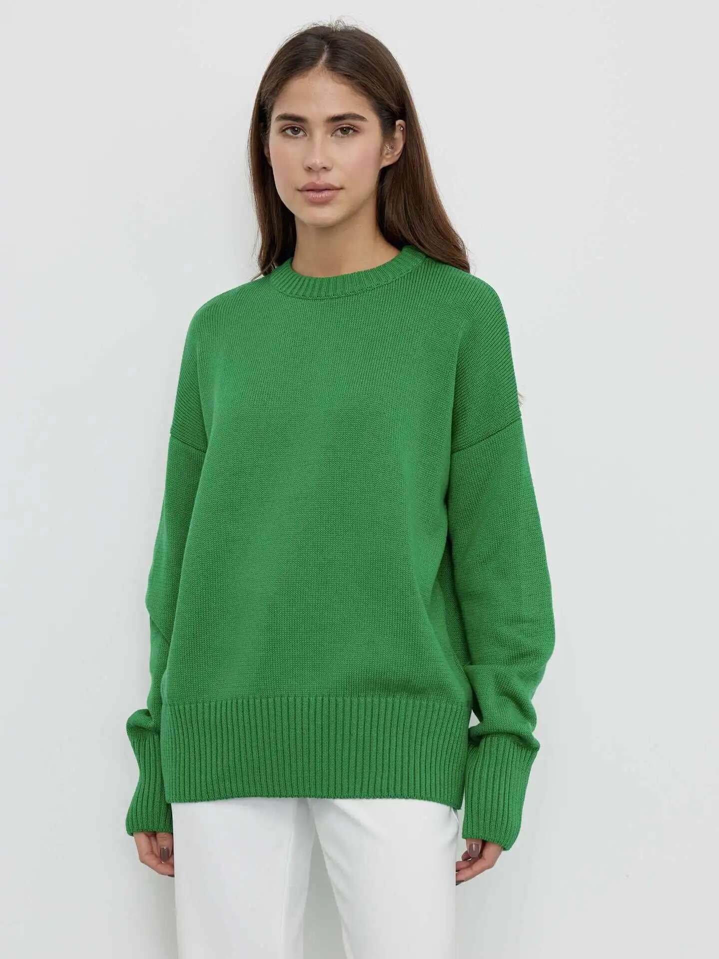 Hirsionsan Basic Regular Knitted Cashmere Sweater Women 2023 New Winter Loose Solid Ladies Pullovers Warm Casual Knitwear Jumper