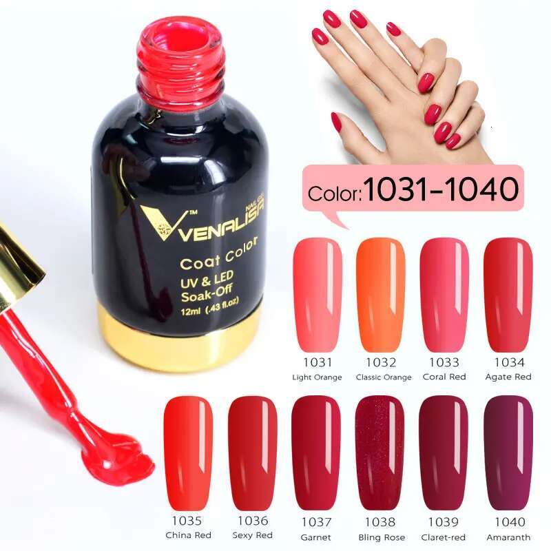 10pcs*12ml VENALISA Polish Red Series Lacquer Soak Off UV LED Varnish Organic Color Nail Gel VIP Kit