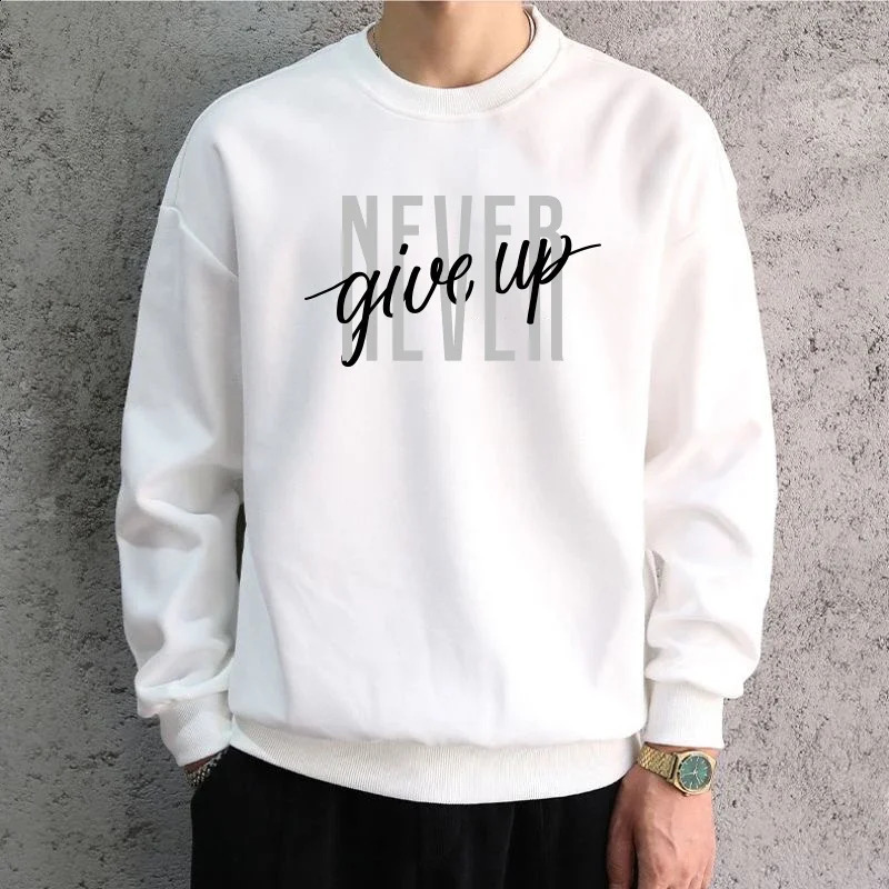 Men Oversized Graphic Sweatshirt Hoodied Korean Trendy Letters Printed Long Sleeve T-shirt Cotton Hip Hop Sports Top Men Clothes 250113