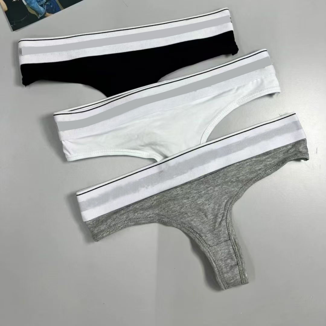3 pieces New solid color women's letter underwear briefs student youth trend breathable new fashion brand