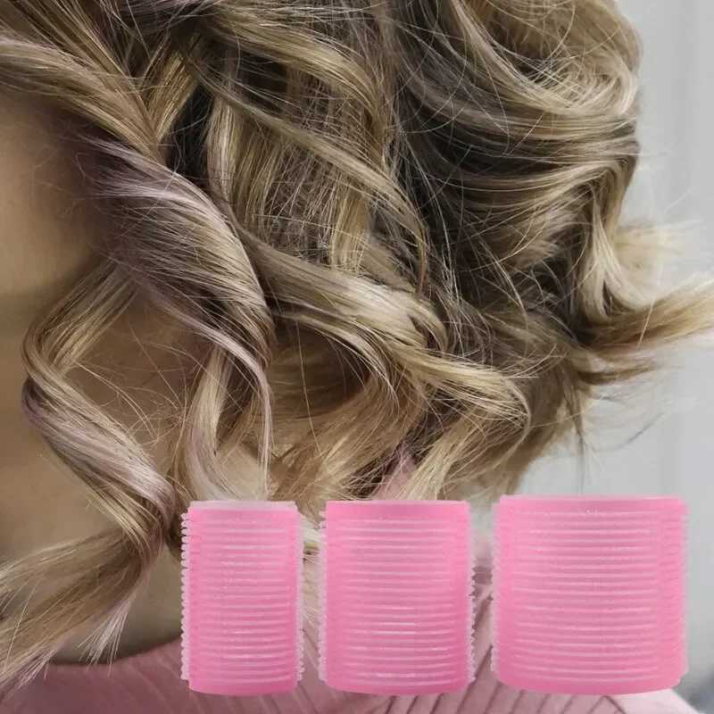 Hot selling 9-piece pink nylon plastic hair roll set DIY hair removal tool 3-size no heat self grip hair roll W250113