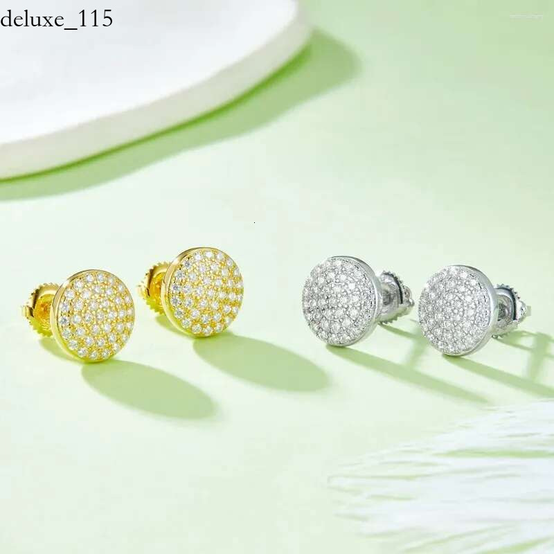 Stud Earrings 0.6carat Hip Hop Screw Back Gold Dias Iced Round Sier Studs Men Ready To Ship Vvs Moissanite Jewelry