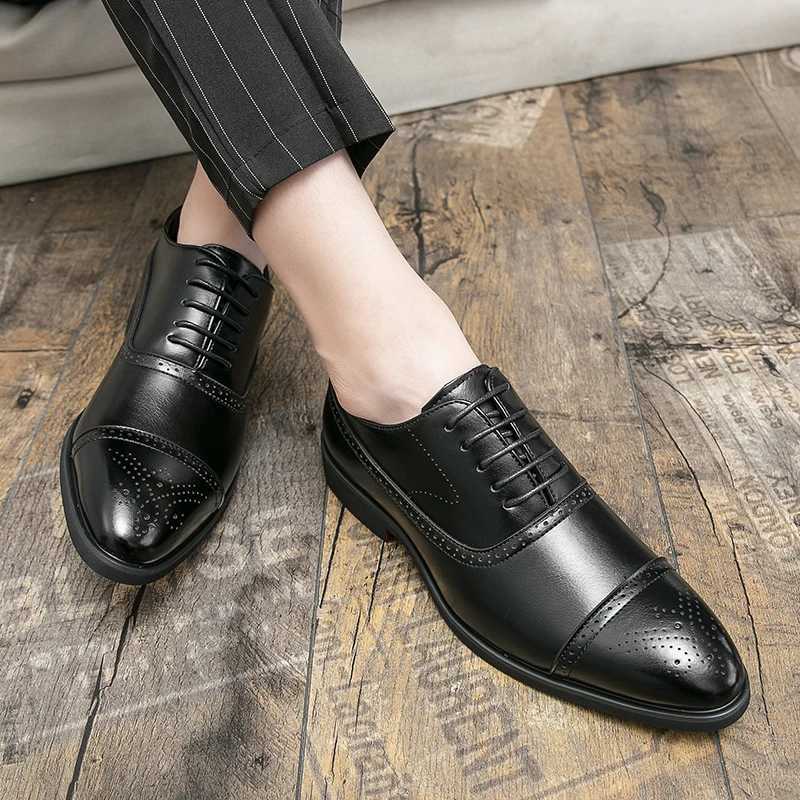 Derby Leather High Quality Fi Formal Wedding Mens Office hot Shoes Black Brown 38-48 Men ShoesXJ250113