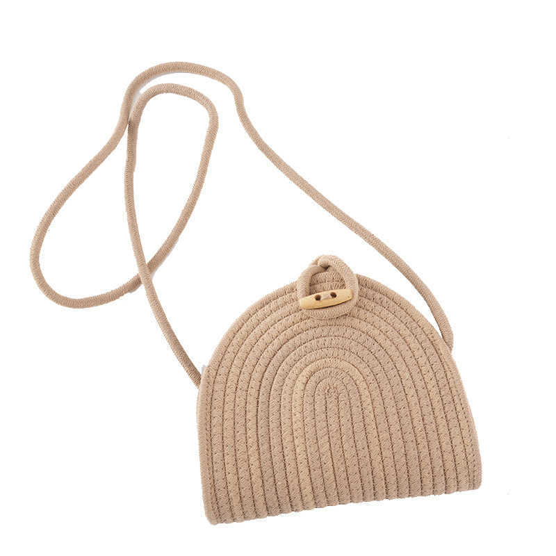 New Woven Shoulder Bag for Women, Cotton Rope Crossbody Bag, Bucket Summer Vacation Beach Fashionable and Versatile 250113