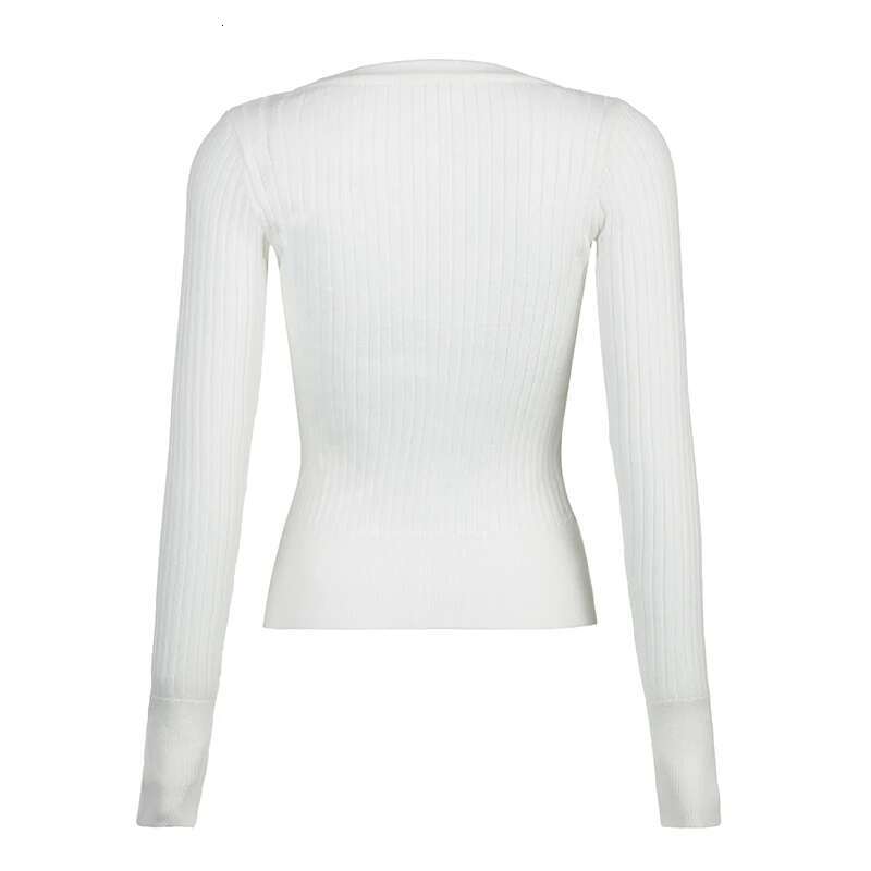 Rapcopter White Button Sweaters O Neck Full Sleeve Y2k Pullovers Streetwear Haruku Vintage Jumpers Autumn Winter Knitwear 90S