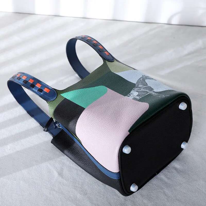 VM FASHION KISS Painted Basket Handbag Stylish Adjustable Shoulder Top Cowhide Women's Leather Hand Leisure Bag