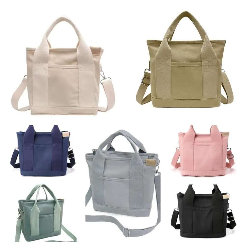 Ins Canvas Shoulder Pure Color Crossbody Large Capacity Simple Tote Bag Backpack Handbag