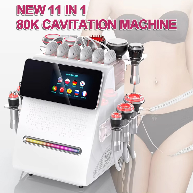 Professional 80k Cavitation RF EMS Lipo Laser Body Sculpting Butt Toning Effective Weight Loss Slimming Ultrasonic 11 in 1 Body Care Massage Machine