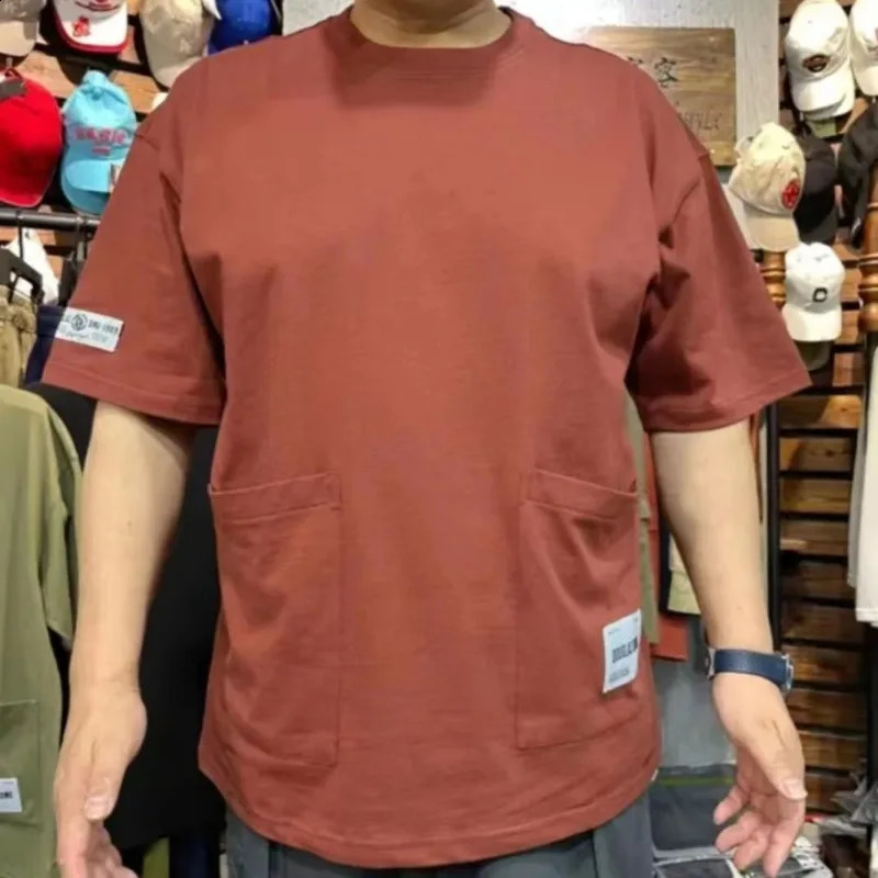 Multipocket Short Sleeve Tshirt Cotton Round Neck Men Clothing Fashion Casual Tooling Style 5xl Oversized Fitness T Shirt Top 250113