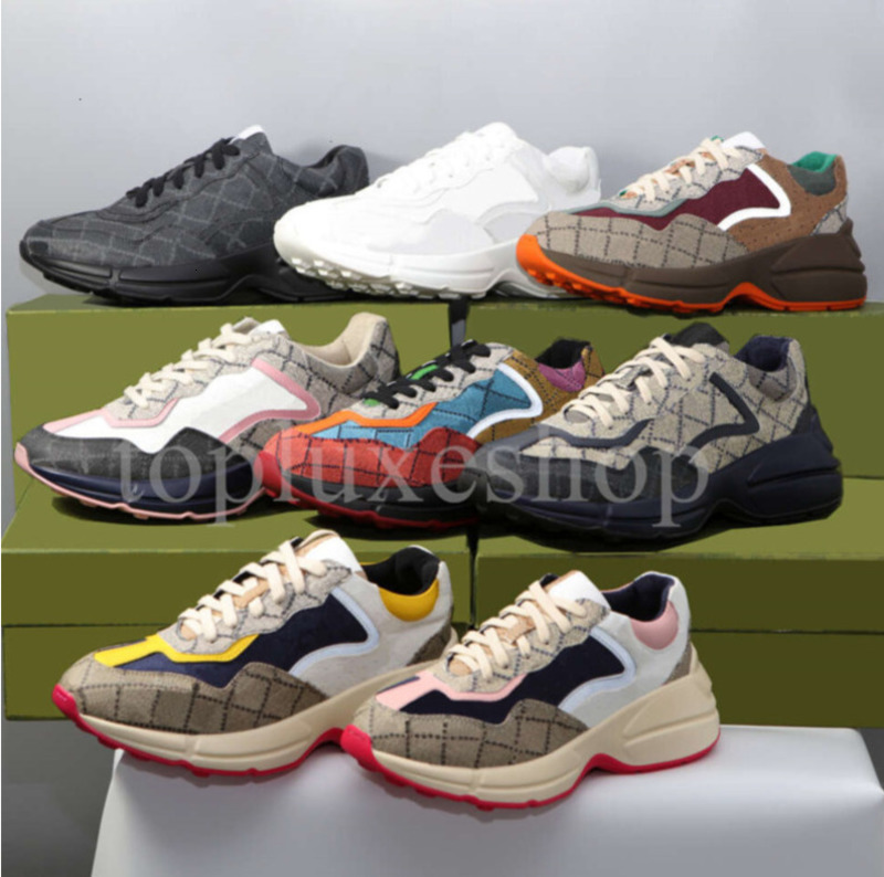 Rhyton Sneakers Designer shoes Multicolor Sneakers Beige Men Trainers Vintage Chaussures Ladies casual leather giccis Shoes Sneaker size 35-45 025