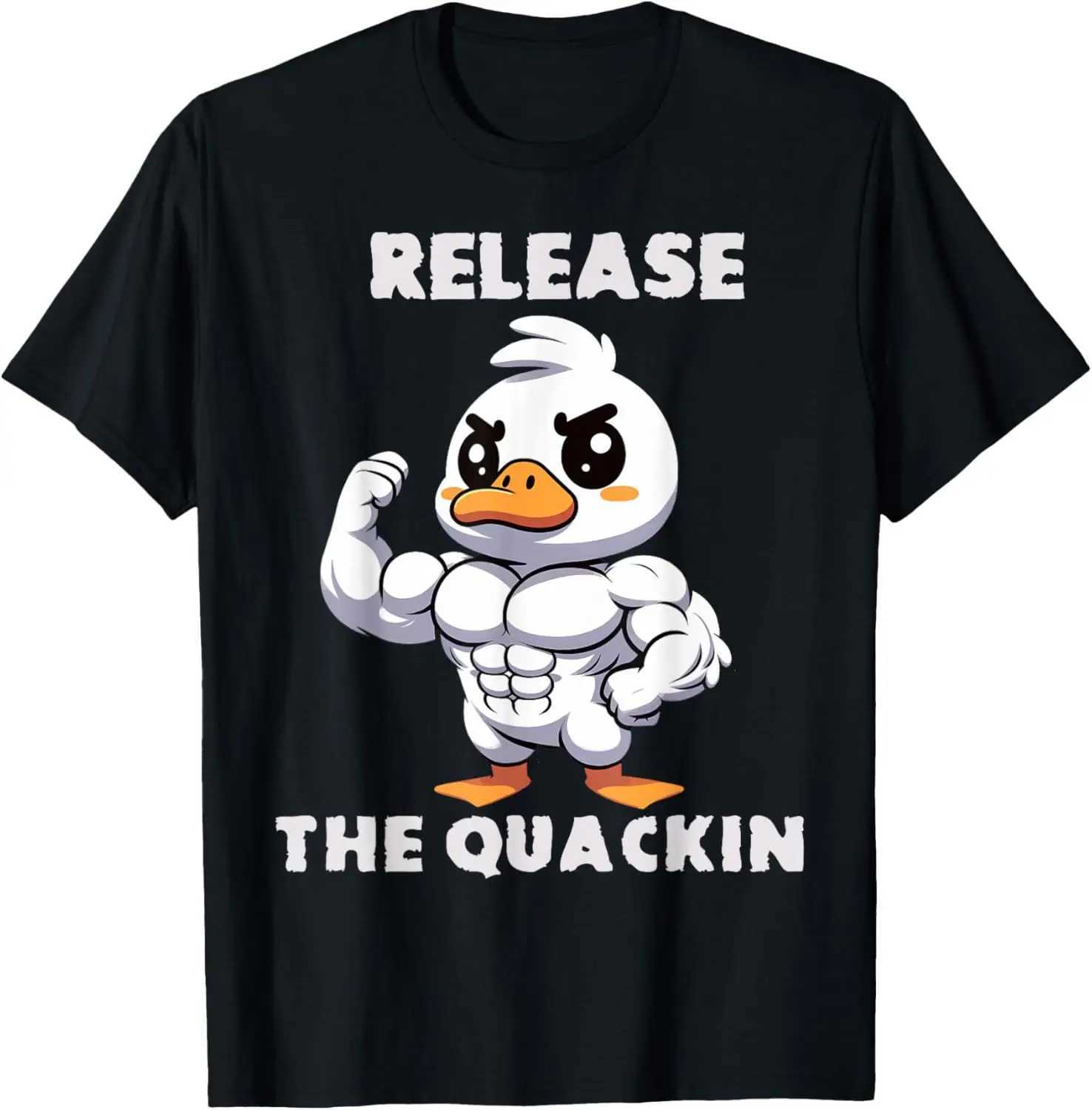 Release The Quackin Duck Gym Weightlifting Bodybuilder T-Shirt Graphic T Shirts Men Clothing Streetwear Camisetas X2501137