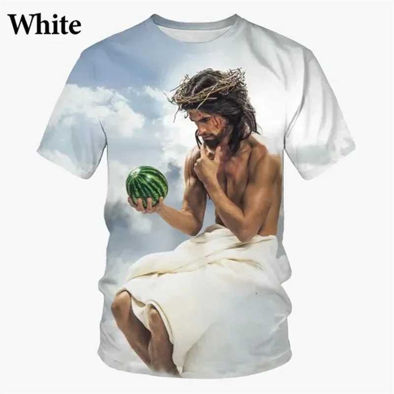 Y2K Top Funny Jesus 3D Print T Shirt Men Women Clothing Casual Oversized T-Shirts Fashion Harajuku Streetwear Tees X250113