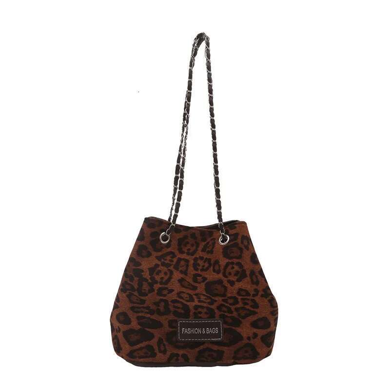 Leopard Print Fashion Chain Shoulder Women's Autumn And Winter New Versatile Ins Messenger Bucket Bag