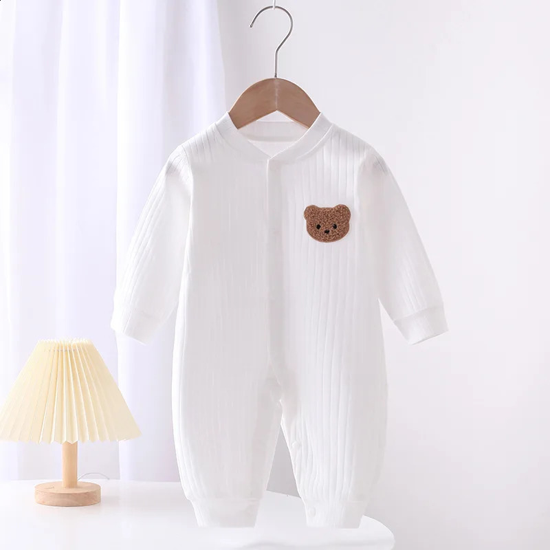 Baby Rompers for Boys Girls born Bodysuit One Piece Solid Color 100 Cotton 0-24M Long Sleeve Loungewear Outfit 250113