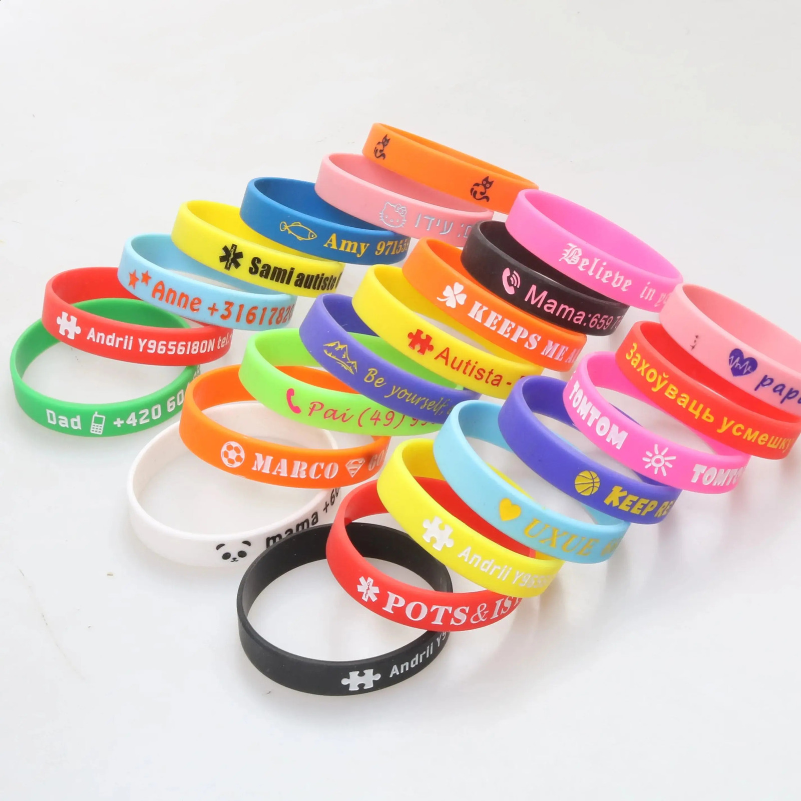 100pcs/50pcs Custom Wristband ID SOS Customizable Bracelets Printed Engraved Game Sport Personalized DIY souvenir Bands 250107