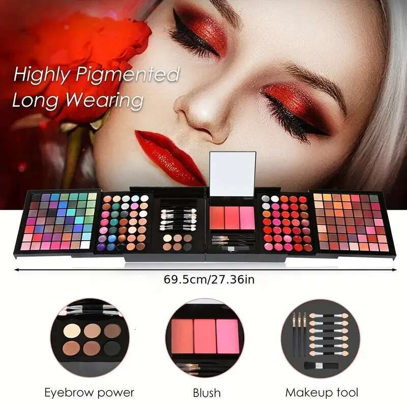 177 Color Including Eyeshadow Palette Blush lip Gloss Concealer,All-in-one Women's Makeup et,Complete Set with Mirror