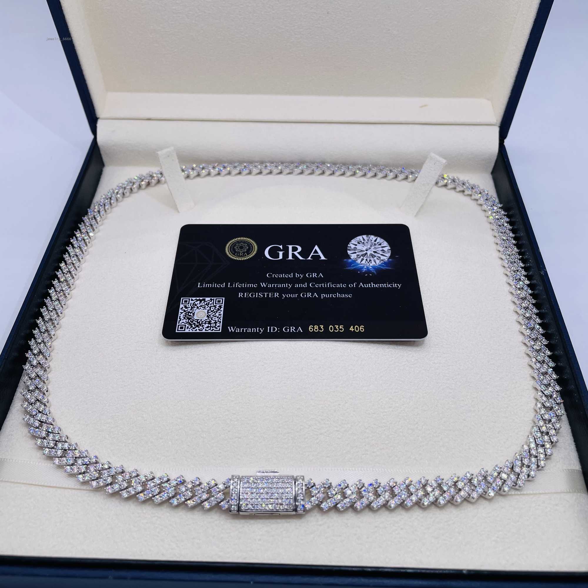 8mm moissanite hiphop chain 925 Sterling Silver Fully VVS Moissanite Cuban Link Chain for women