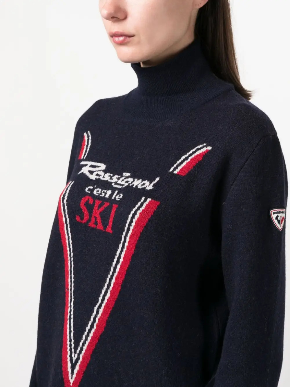 Harajuku Elegant AutumnWinter Jacquard Knitted Y2K Alphabet Stripe Fashion High Collar Slimming Womens Sweater 250113